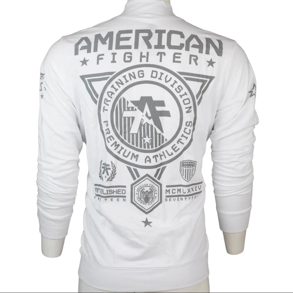 American Fighter Men's Track Jacket Massachusetts White Premium Athletic - Picture 2 of 6